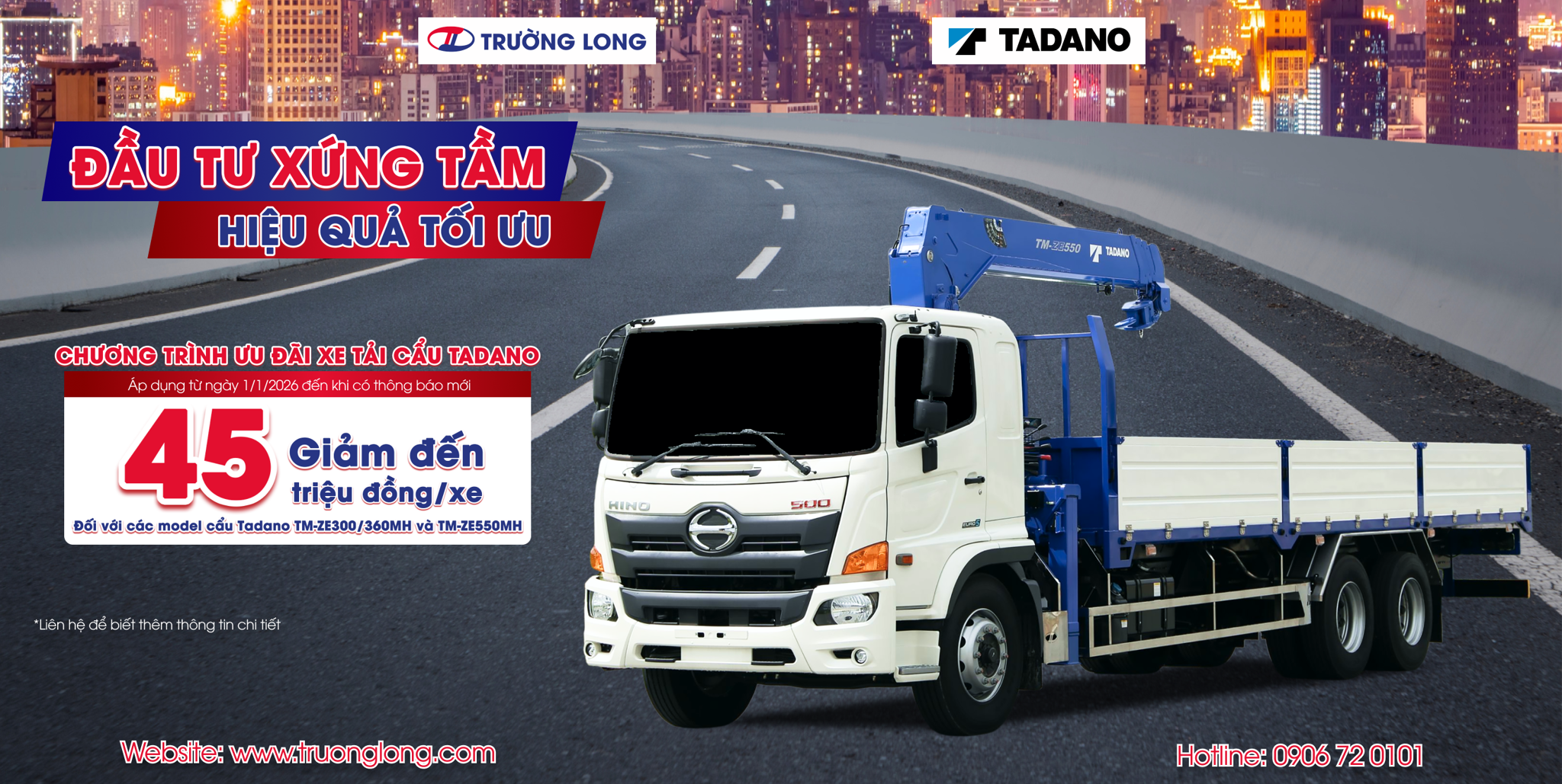 CHƯƠNG TRÌNH KHUYẾN MÃI XE TẢI CẨU TADANO THÁNG 1/2026