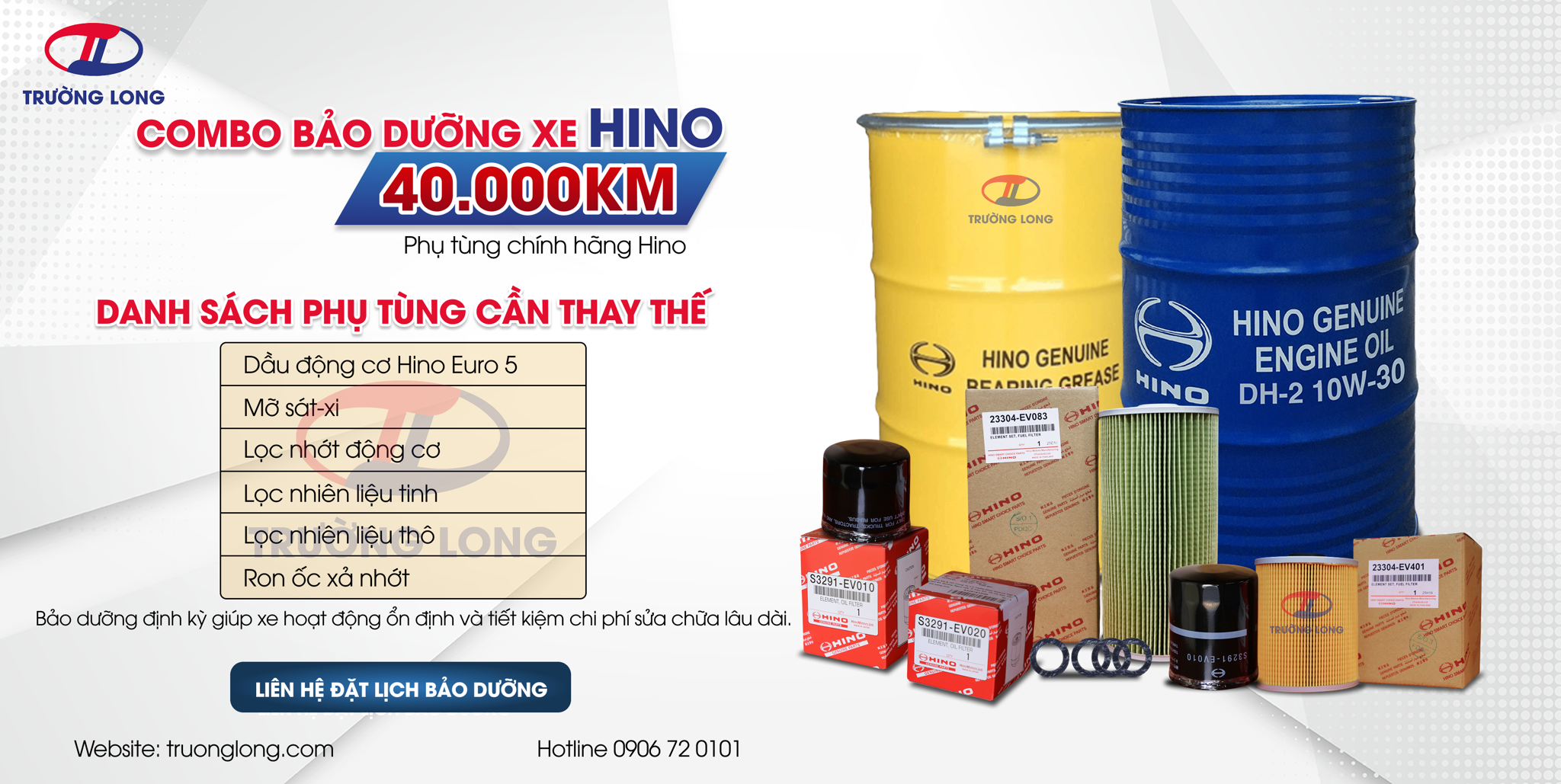 COMBO BẢO DƯỠNG XE HINO 40.000KM – GIẢI PHÁP TOÀN DIỆN GIÚP XE BỀN BỈ, TIẾT KIỆM CHI PHÍ