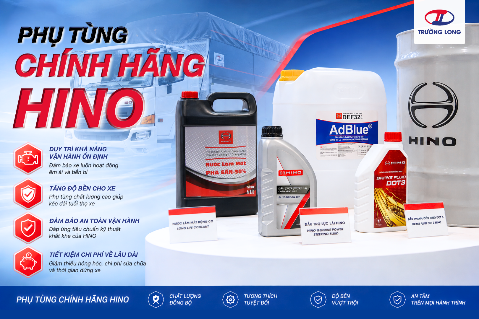 Phụ tùng chính hãng Hino và trải nghiệm khách hàng tại Trường Long