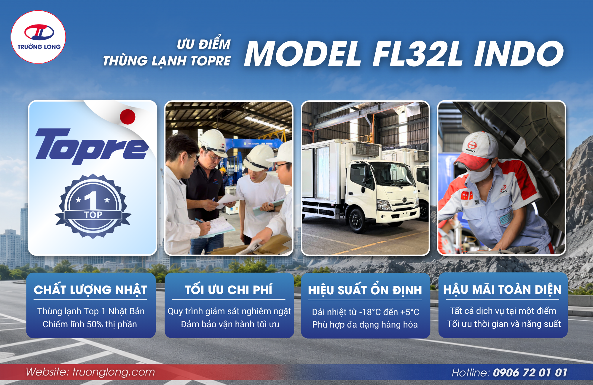Ưu điểm của xe đông lạnh Topre máy lạnh Indonesia model FL32L
