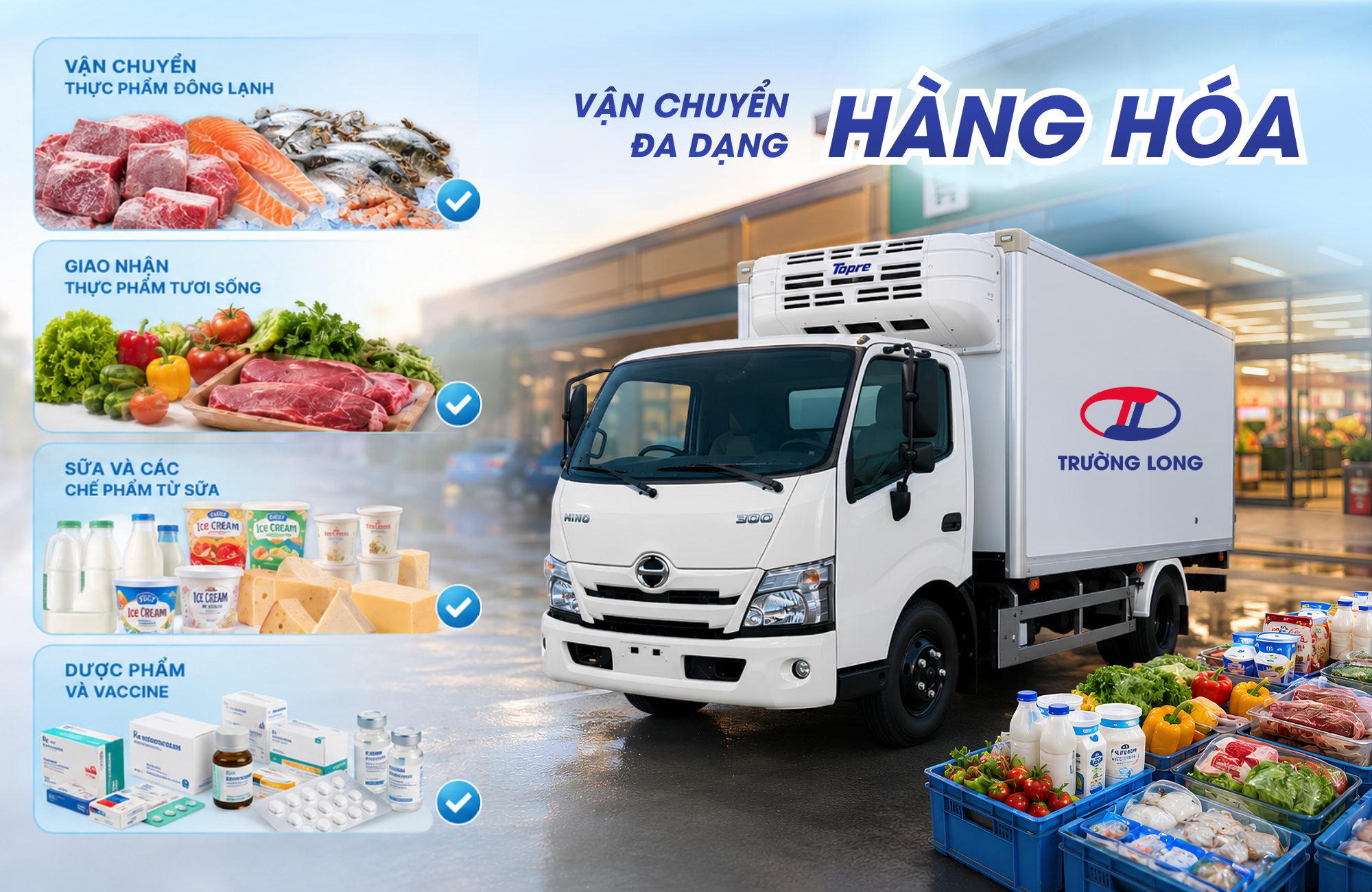 Xe đông lạnh Topre vận chuyển hàng hóa đa dạng