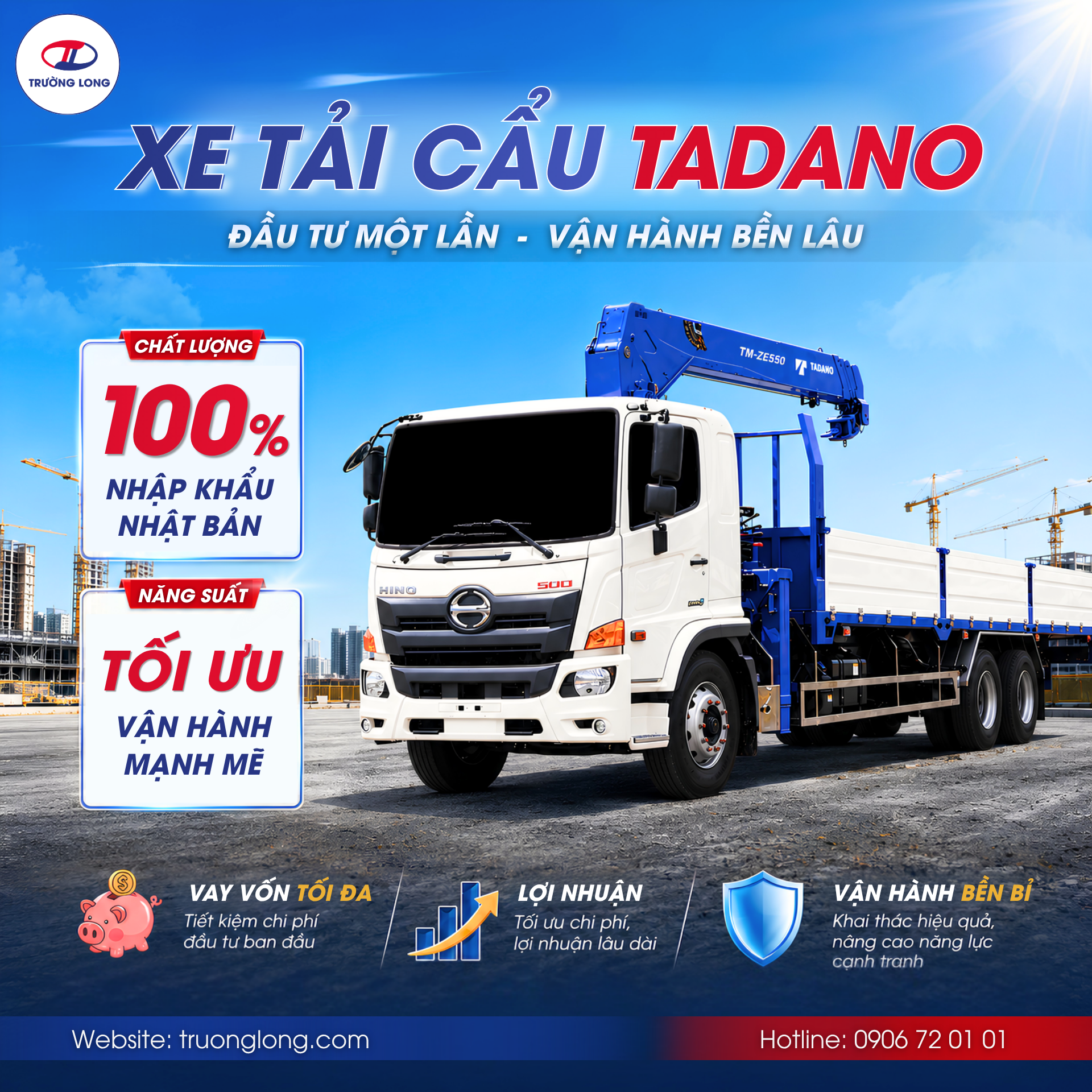 Ưu điểm nổi bật của xe tải cẩu Tadano