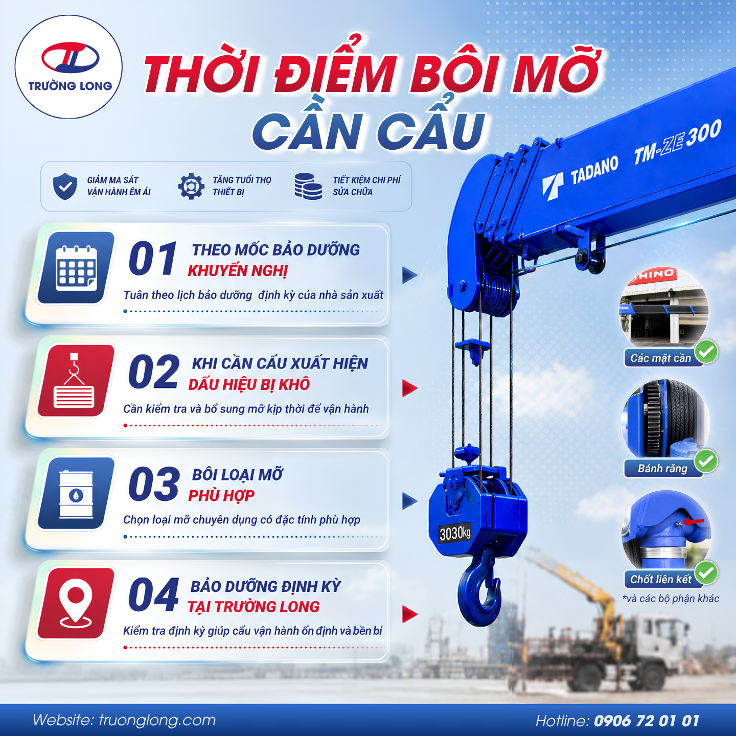 Thời điểm nên bôi mỡ cần cẩu