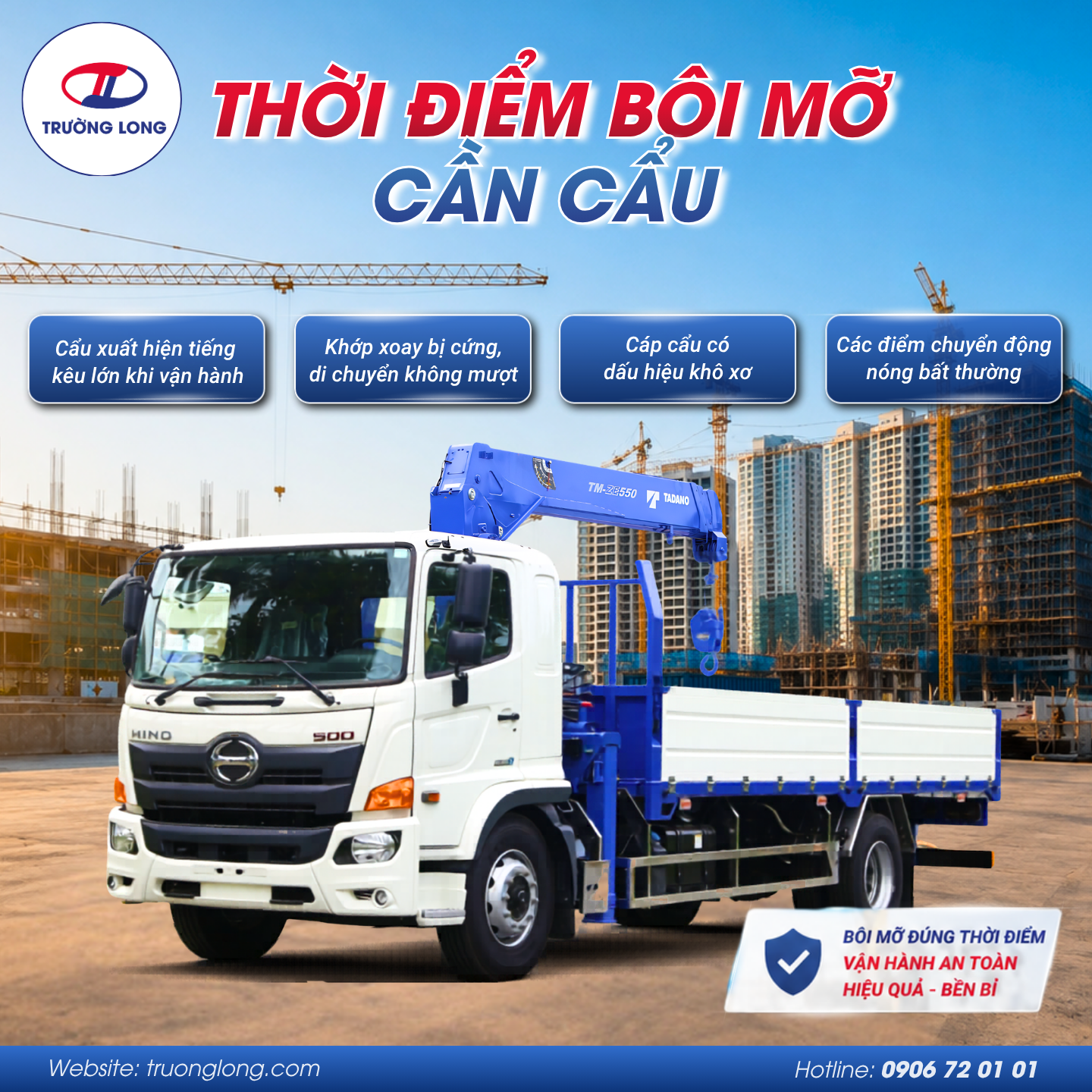 Dấu hiệu cần cẩu khô và nên bôi mỡ cần cẩu