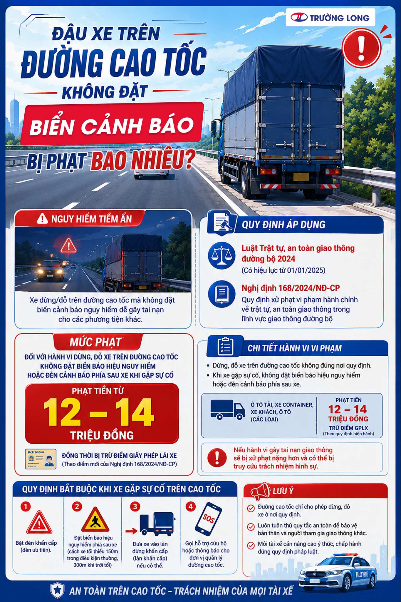 Lưu ý đỗ hoặc dừng xe trên đường cao tốc