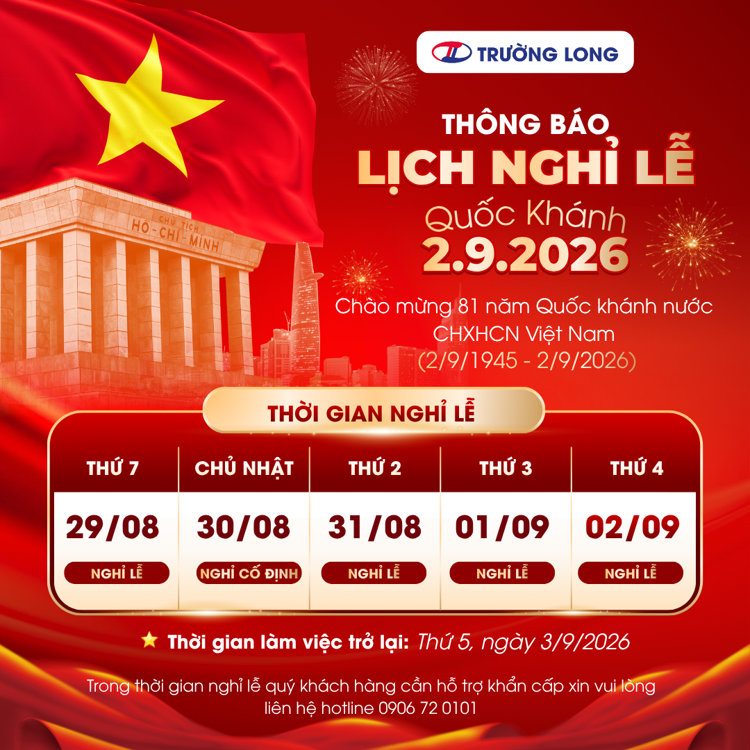 THÔNG BÁO LỊCH NGHỈ LỄ QUỐC KHÁNH 2/9/2026