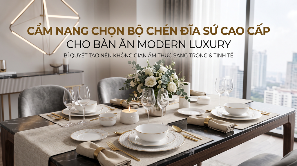 Cẩm Nang Chọn Bộ Chén Đĩa Sứ Cao Cấp Cho Bàn Ăn Modern Luxury
