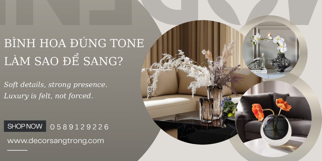 Bí Kíp Chọn Bình Hoa Nghệ Thuật Theo Tone Nội Thất: Tạo Điểm Nhấn Mềm Mại Nhưng Vẫn Giữ Chuẩn Vibe Luxury Tinh Tế
