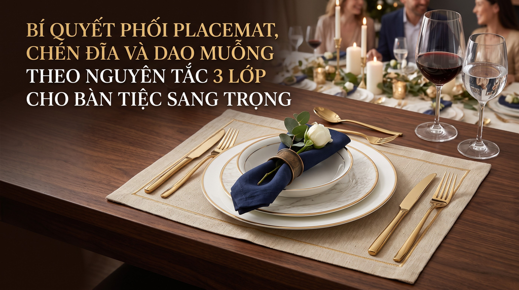 Bí Quyết Phối Placemat, Chén Đĩa Và Dao Muỗng Theo Nguyên Tắc 3 Lớp Cho Bàn Tiệc Sang Trọng