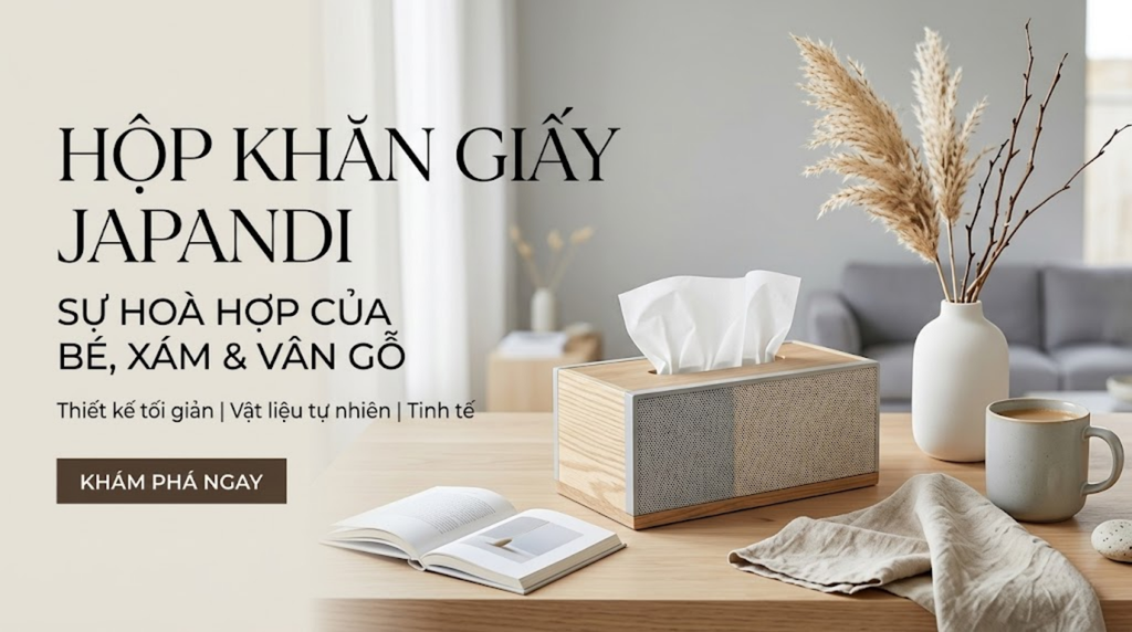 Hộp Khăn Giấy Japandi: Nghệ Thuật Phối Màu Be, Xám Và Vân Gỗ Hoàn Hảo