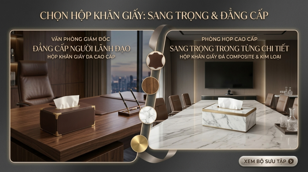 Nghệ Thuật Chọn Hộp Khăn Giấy Để Bàn Làm Việc Cho Văn Phòng Giám Đốc Cao Cấp