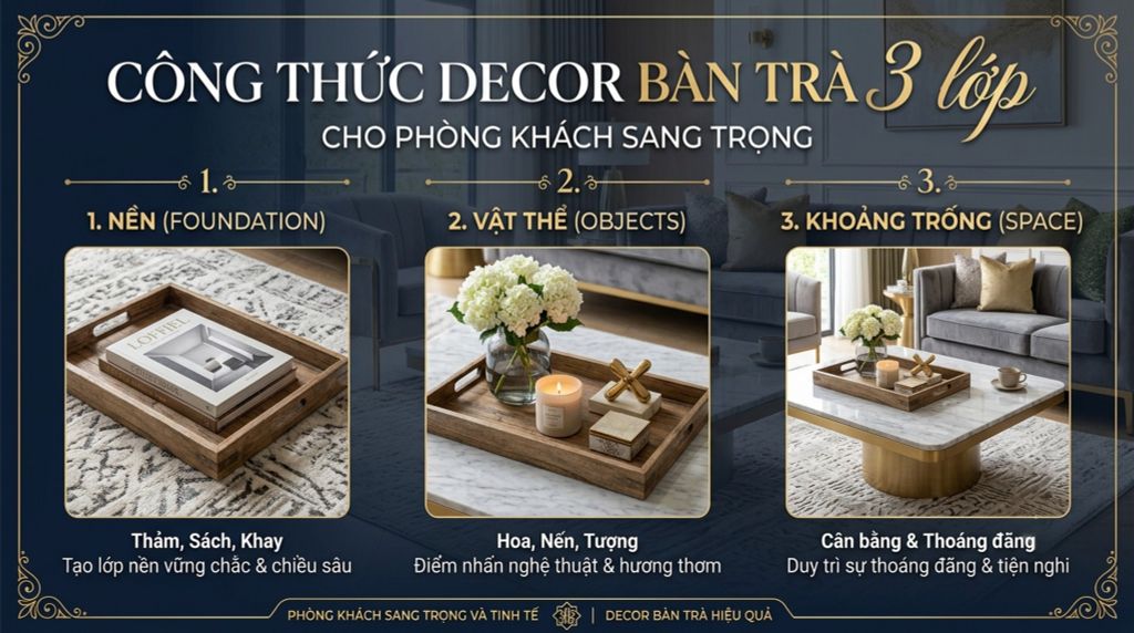 Công Thức Decor Bàn Trà 3 Lớp: Nền, Vật Thể Và Khoảng Trống Cho Phòng Khách Sang Trọng