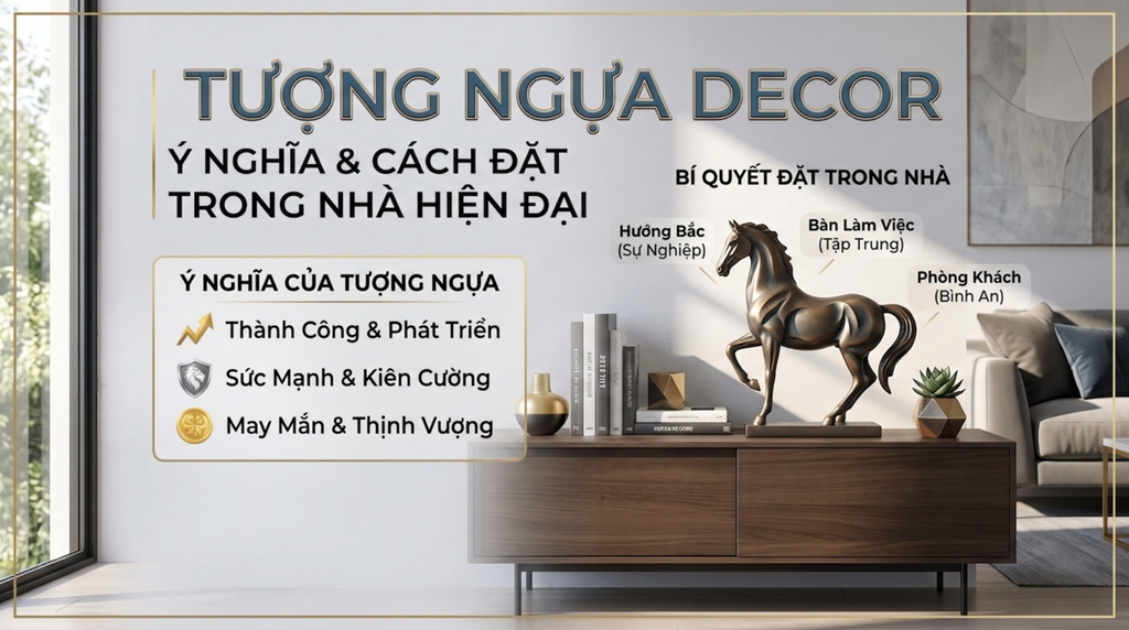 Tượng Ngựa Decor Có Ý Nghĩa Gì? Cách Đặt Chuẩn Phong Thủy Trong Nhà Hiện Đại