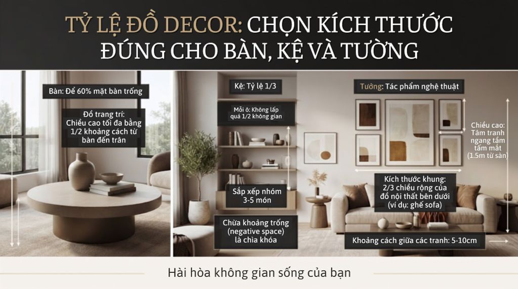 Tỷ Lệ Đồ Decor: Tuyệt Chiêu Chọn Kích Thước Chuẩn Cho Bàn, Kệ Và Tường