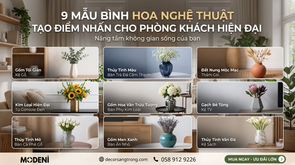 9 Mẫu Bình Hoa Nghệ Thuật Tạo Điểm Nhấn Đắt Giá Cho Phòng Khách Hiện Đại