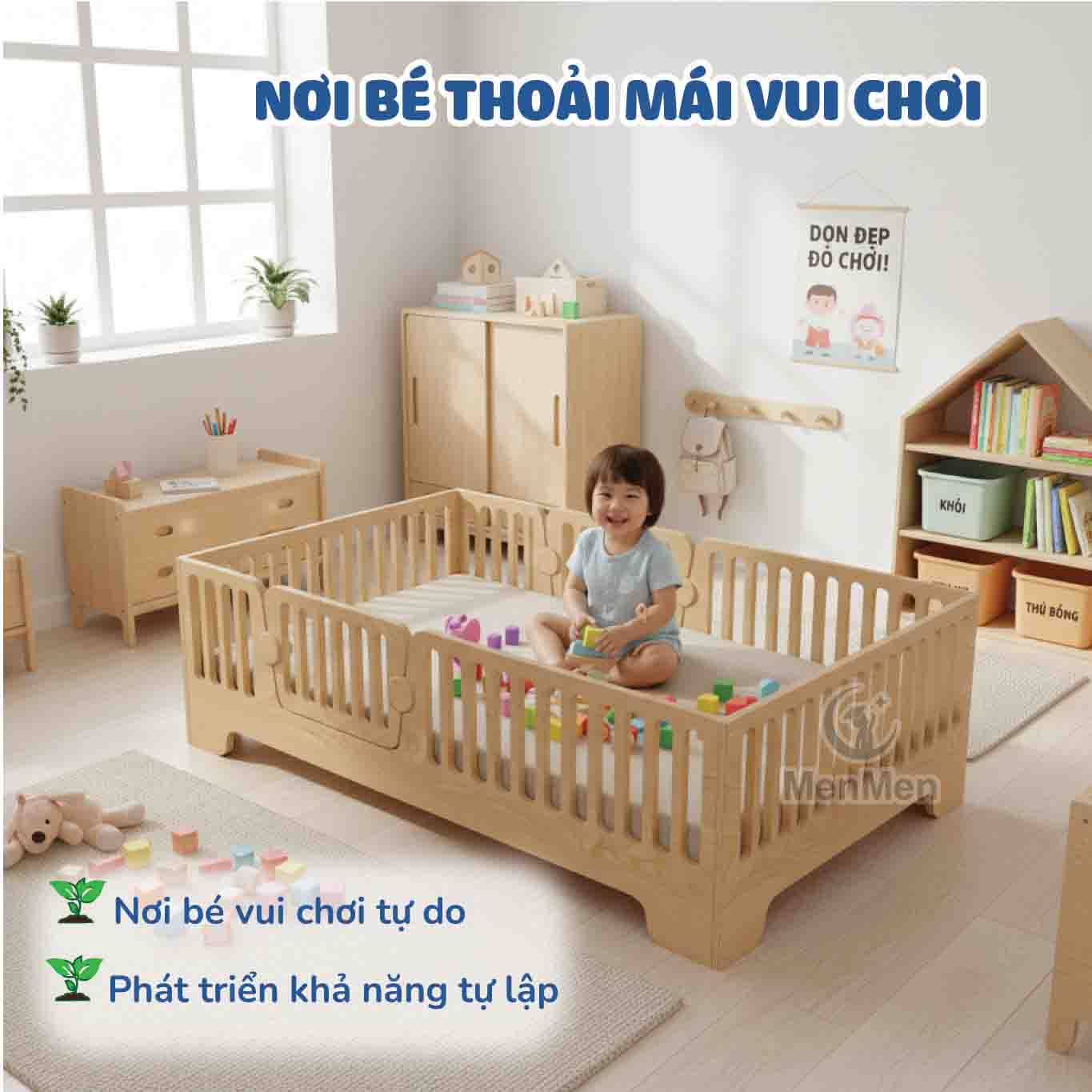 Giường gỗ MenMen Montessori 12