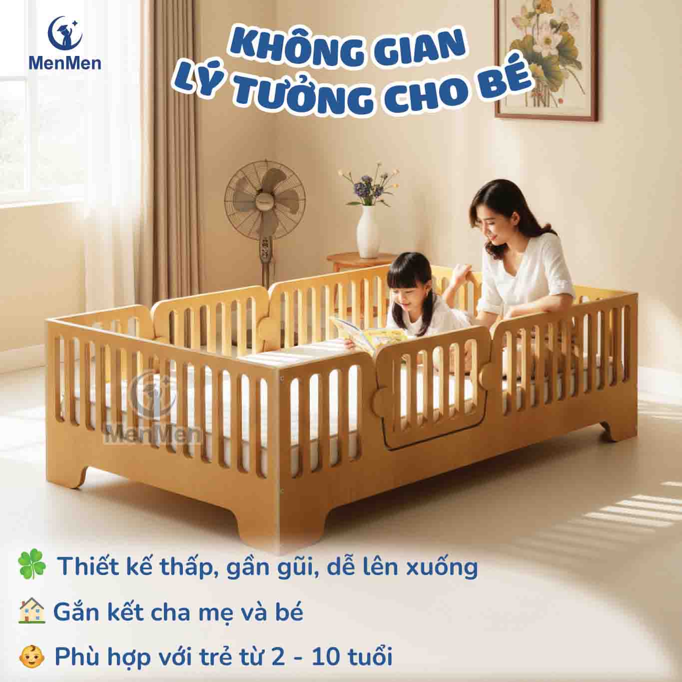 Giường gỗ MenMen Montessori 4