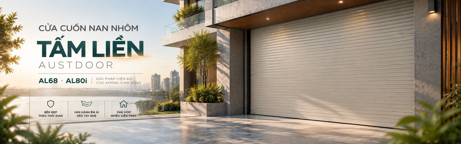 Cửa cuốn tấm liền nan nhôm Austdoor