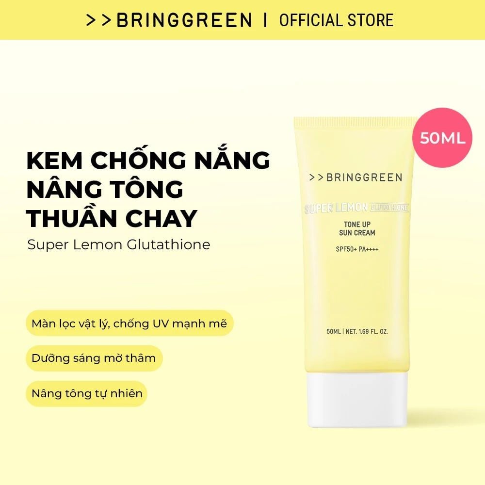 kem chống nắng glutathione Bring Green Kem chống nắng Super Lemon Glutathione Tone Up Sun Cream 50ml