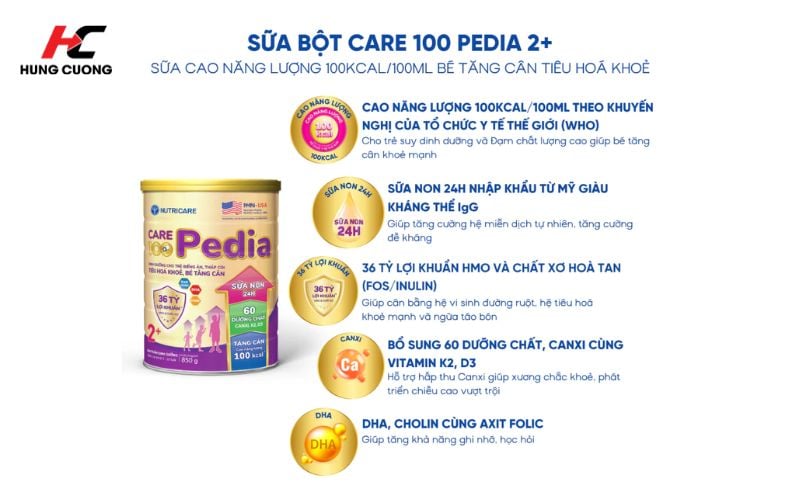 Công dụng của Care 100 Pedia 2+