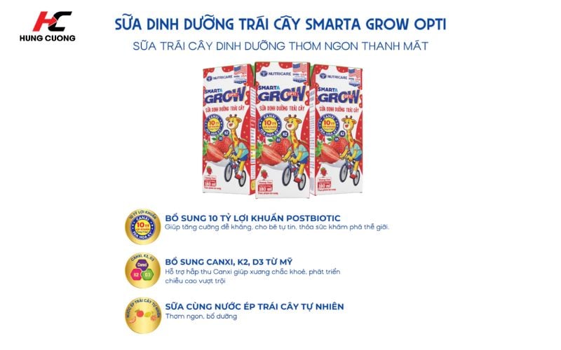 Công dụng của sữa Smarta Grow Opti vị dâu