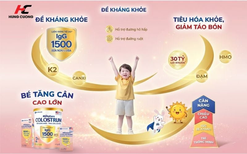 Thành phần nổi bật của sữa pha sẵn Colostrum Metacare