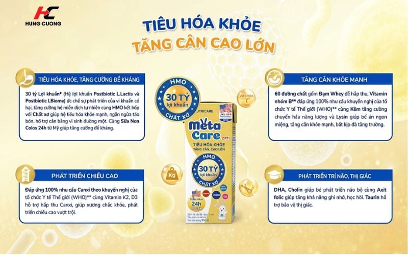 Công dụng 4 trong 1 của sữa Metacare pha sẵn mẫu vàng