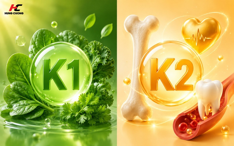 Phân biệt tổng quan dựa trên nguồn gốc và cấu trúc lý hóa của Vitamin K1 và K2