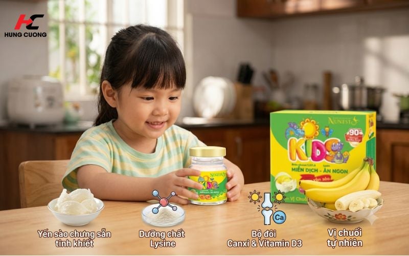Thành phần nổi bật của nước yến sào Nunest Kid vị chuối