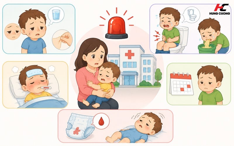 Đưa bé đi khám bác sĩ ngay khi có các dấu hiệu trên