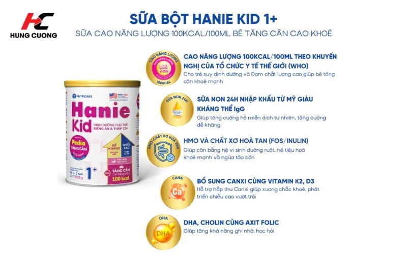 Công dụng của sữa Hanie Kid số 1