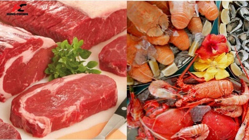 Nhóm các loại hải sản và thịt động vật