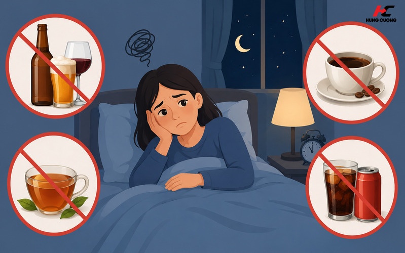 Người bị mất ngủ, khó ngủ nên kiêng đồ uống có cồn, cà phê, trà đen, nước ngọt có gas