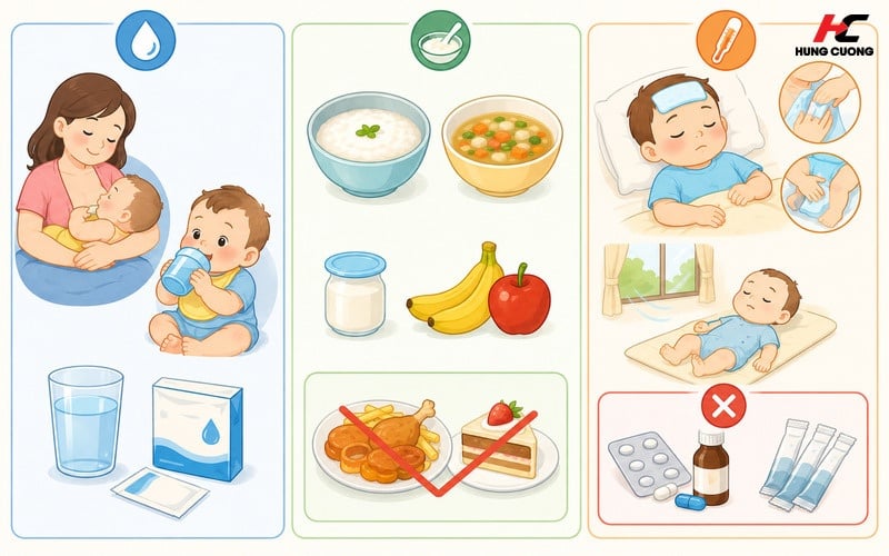 Cách xử trí khi bé bị tiêu chảy và sốt tại nhà