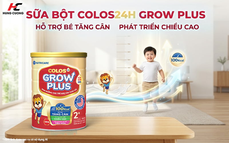 Sữa Colos24 Grow Plus hỗ trợ bé tăng cân nặng