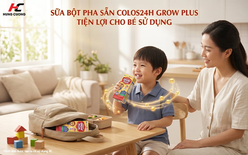 Sữa Colos24 Grow Plus pha sẵn tiện lợi để bé sử dụng