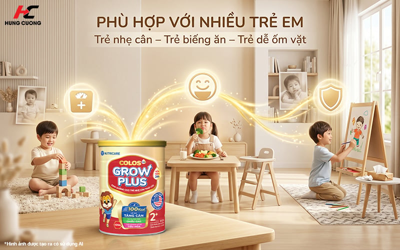 Sữa Colos24 Grow Plus phù hợp với nhiều trẻ em từ nhẹ cân đến biếng ăn