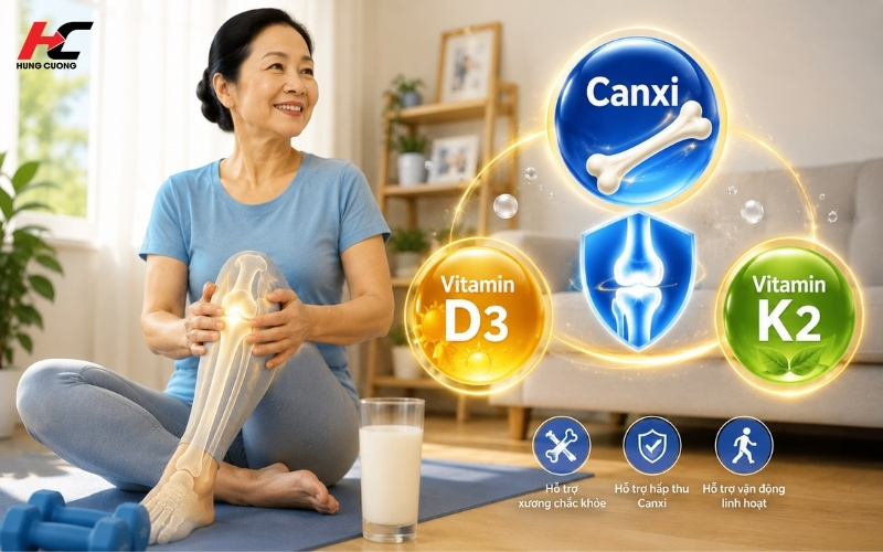 Bổ sung thành phần dinh dưỡng Canxi, Vitamin D3 và Vitamin K2