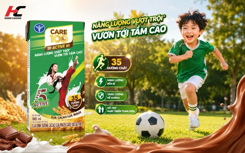Dinh dưỡng tăng cân cho bé Care 100 Active bổ sung năng lượng cho bé