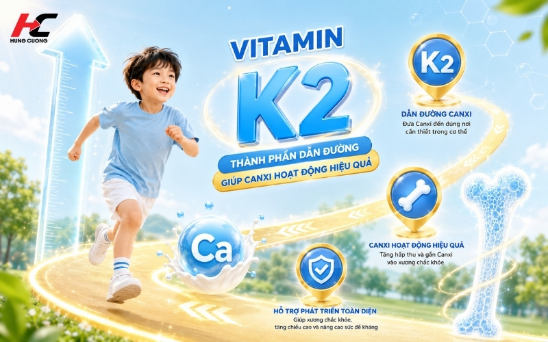 Vitamin K2 là thành phần dẫn đường giúp Canxi hoạt động hiệu quả