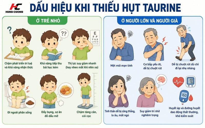 Dấu hiệu khi thiếu hụt Taurine