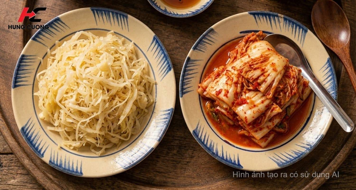 Dưa cải muối chua Sauerkraut và kim chi cải thảo