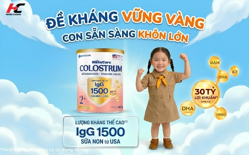 Sữa Metacare Colostrum với IgG 1500 giúp tăng đề kháng cho bé khỏe mạnh