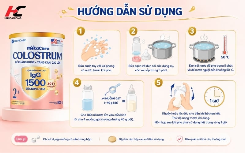 Hướng dẫn sử dụng Metacare Colostrum