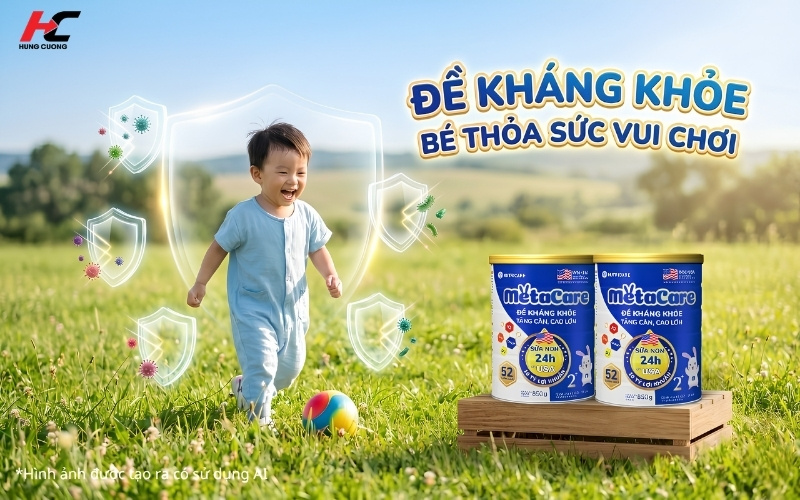 Sữa Metacare xanh tăng đề kháng khỏe để bé vui chơi