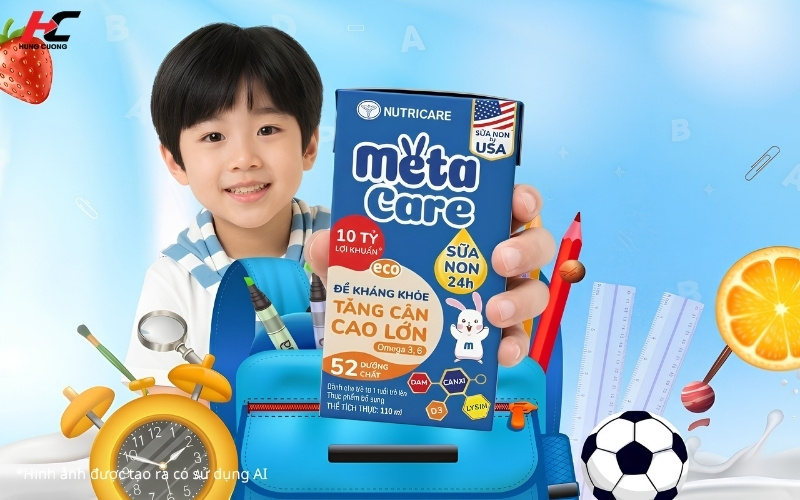 Sữa bột pha sẵn Metacare xanh tiện lợi cho bé
