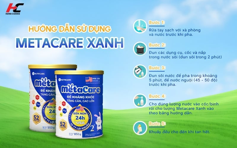 Sử dụng sữa Metacare xanh đúng cách theo các bước hướng dẫn