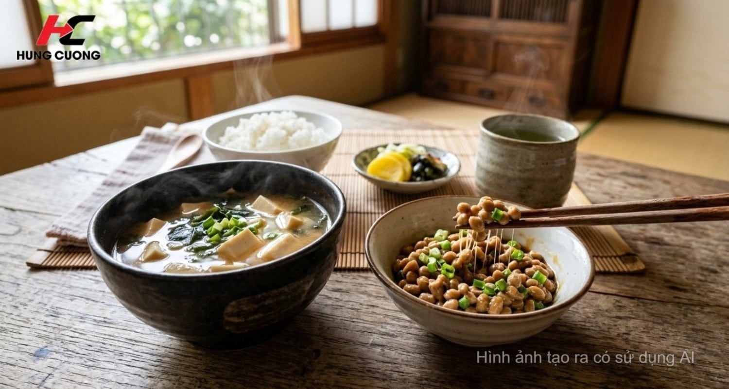 Súp miso và đậu lên men