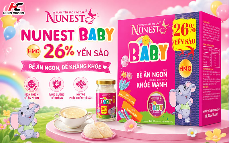Nước yến sào Nunest Baby HMO chứa 26% yến sào cho trẻ ăn ngon