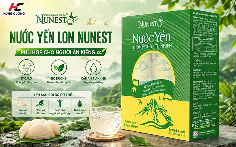 Nước yến sào lon Nunest cho người ăn kiêng